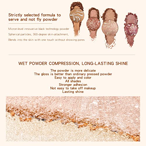 Paleta de rubor de 2 colores Beteligir, rubor mineral mate en polvo, rubor facial brillante, paleta de rubor facial altamente pigmentado, rubor cosmético de belleza facial profesional (01)