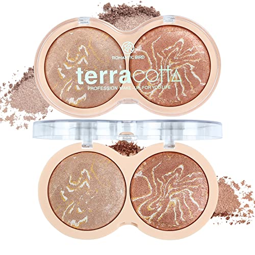 Paleta de rubor de 2 colores Beteligir, rubor mineral mate en polvo, rubor facial brillante, paleta de rubor facial altamente pigmentado, rubor cosmético de belleza facial profesional (01)