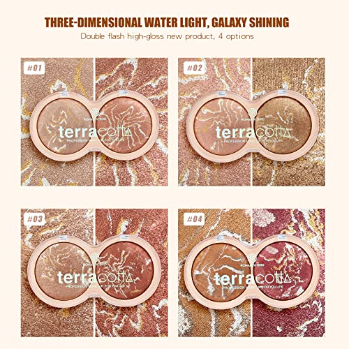 Paleta de rubor de 2 colores Beteligir, rubor mineral mate en polvo, rubor facial brillante, paleta de rubor facial altamente pigmentado, rubor cosmético de belleza facial profesional (01)