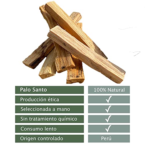 Palo Santo - Caja de incienso natural para quemar antiestrés, 150 g, bujía y madera de rituales, purificador de aire para casa, olor bien protegido.