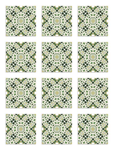 Panorama Azulejos Adhesivos Cocina Baño Pack de 8 Cenefas de Baldosas de 100x10 cm Hidráulica Tipo Oriental Verde - Vinilos Cocina Azulejos - Revestimiento de Paredes - Cenefas Azulejos Adhesivas