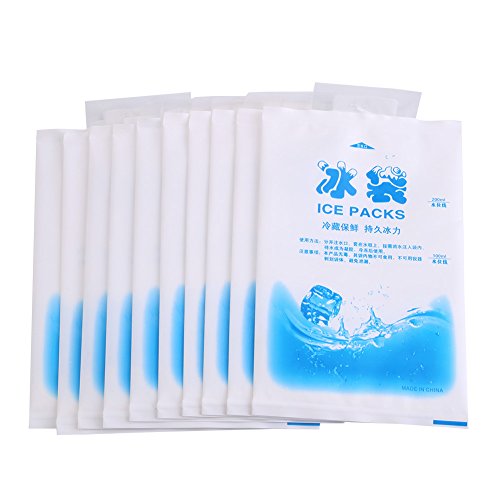 Paquetes de gel de Hielo, Fydun Bolsa de enfriamiento de gel de paquete de hielo reutilizable de 10 piezas para uso en la industria de alimentos vegetales y vino(200ml)