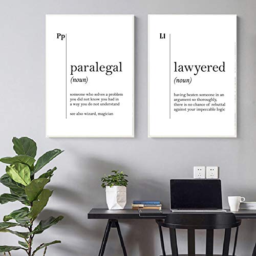 Paralegal Definición Impresión Oficina de la ley Arte de la pared Decoración Abogado Definición de abogado Lienzo Pintura Minimalista Poster Decoración 50x70cmx2Pcs Sin marco