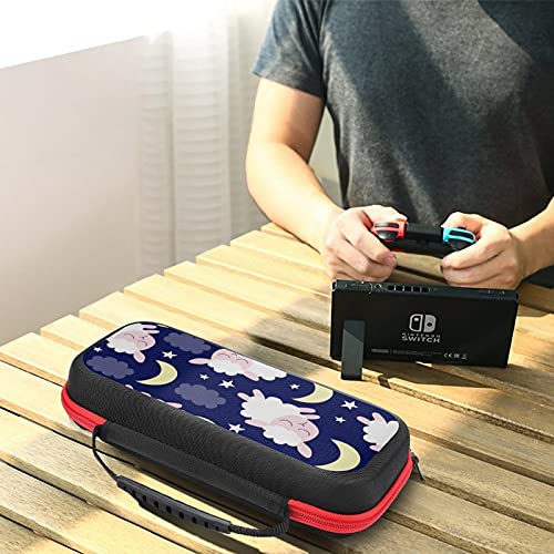 Patrón de oveja y luna portátil bolsa de almacenamiento para Nintendo Switch Lite y accesorios de viaje impreso