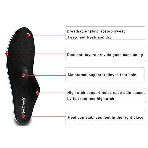 PCssole La plantilla apoya la plantilla ortopédica funcional médica suave del pastel del alto arco, pie plano de la inserción, fascitis plantar, dolor de pie, Talla EU40-41(26cm)