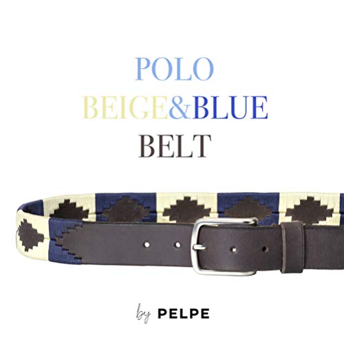 PELPE - Cinturón argentino de piel, con pulsera de hilo y cuero a juego. Cinturón bordado sobre cuero, para hombre y mujer. Cinturones argentinos Polo