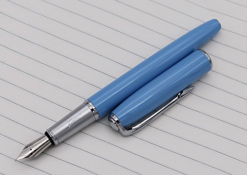 Picasso 916 Málaga Pluma estilográfica, pluma fina de 0,5 mm, pluma de caligrafía de lujo, regalo de negocios, colección de bolígrafos vintage con convertidor de tinta (azul)