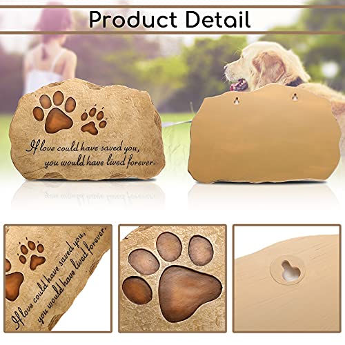 Piedra Conmemorativa para Mascotas Lápida de Perro Gato Escalón de Memoria de Mascotas Lápida Conmemorativa de Jardín Piedra de Jardinería de Resina con Estampado de Pata, 11 x 7,5 Pulgadas