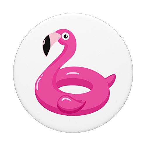 Pink Flamingo Pool Floater Flamenco Party White PopSockets PopGrip: Agarre intercambiable para Teléfonos y Tabletas