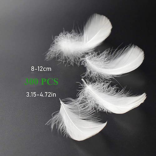 Plumas Blancas,300 PCS Plumas para Manualidades Plumas de Ganso Naturales Plumas para Bricolaje Atrapasueños Sombreros Disfraz Decoración para Fiestas Hogar Bodas 8-12CM