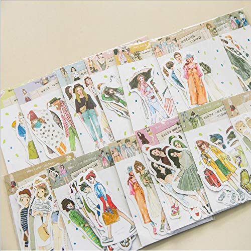 PMSMT 6-49 unids/Bolsa de Dibujos Animados Lindo Retro Moda Chica Estudiante Mini Etiqueta de Papel decoración DIY Ablum Diario Scrapbooking Pegatina Pegatinas