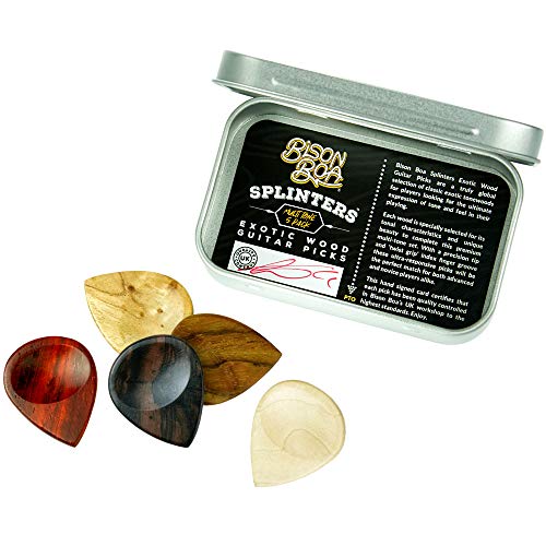 Púas para guitarra en madera – Astillas (Splinters) por Bison Boa - Exótica multi-tono paquete de 5