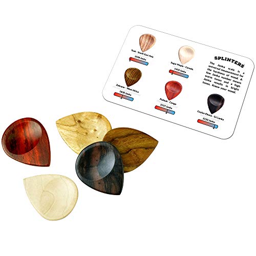Púas para guitarra en madera – Astillas (Splinters) por Bison Boa - Exótica multi-tono paquete de 5