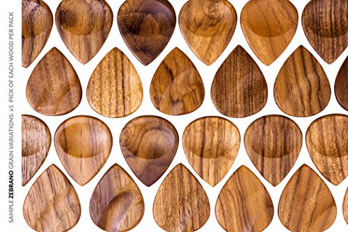 Púas para guitarra en madera – Astillas (Splinters) por Bison Boa - Exótica multi-tono paquete de 5