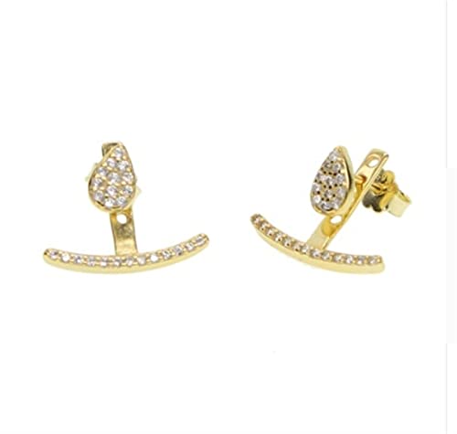 QWASZX 3 Colores Pendientes Elegantes de Manga de Oreja Plana de Doble Cara (Metal Color : Platinum Plated)