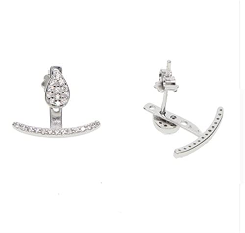 QWASZX 3 Colores Pendientes Elegantes de Manga de Oreja Plana de Doble Cara (Metal Color : Platinum Plated)