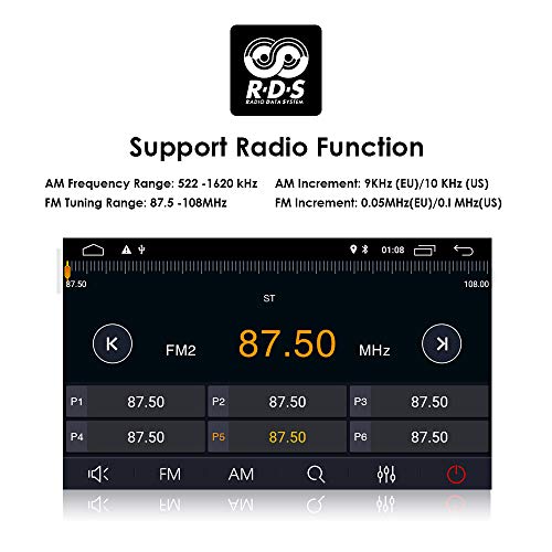 Radio Universal Android 10 Navegación 7 Pulgadas 2 DIN Estéreo Soporte WiFi Bluetooth Mirror Link RDS Control del Volante Dab + Coche Cámara de visión Trasera TPMS TV en Entrada DVR