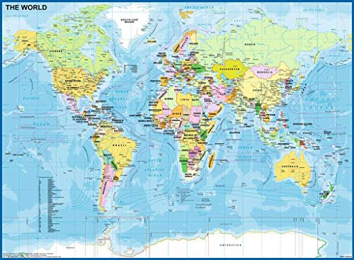 Ravensburger- Puzzle 200pzas Mapamundi países 200 Piezas XXL, Multicolor (6128907)