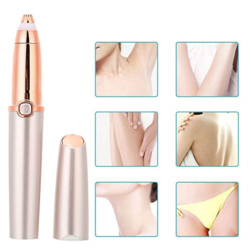 Recortador de Cejas, Recortador de Cejas Eléctrico En Forma de Lápiz Labial, Depiladora de Cejas Recargable, Mini Afeitadora de Cejas Portátil Para Mujer Rose Gold