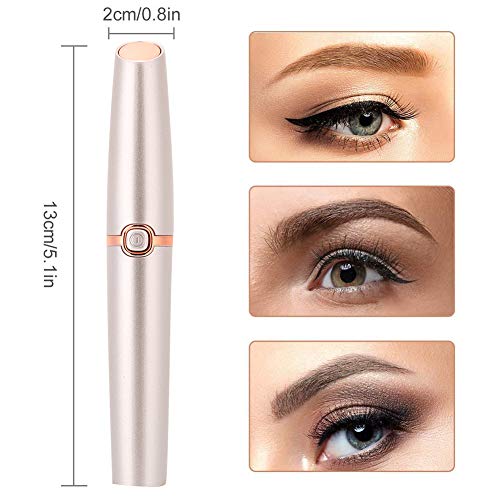 Recortador de Cejas, Recortador de Cejas Eléctrico En Forma de Lápiz Labial, Depiladora de Cejas Recargable, Mini Afeitadora de Cejas Portátil Para Mujer Rose Gold