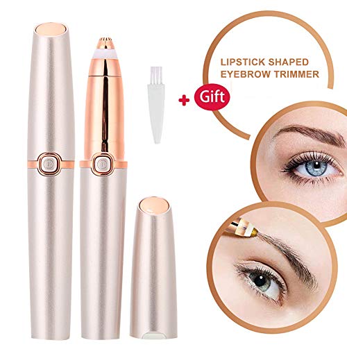 Recortador de Cejas, Recortador de Cejas Eléctrico En Forma de Lápiz Labial, Depiladora de Cejas Recargable, Mini Afeitadora de Cejas Portátil Para Mujer Rose Gold