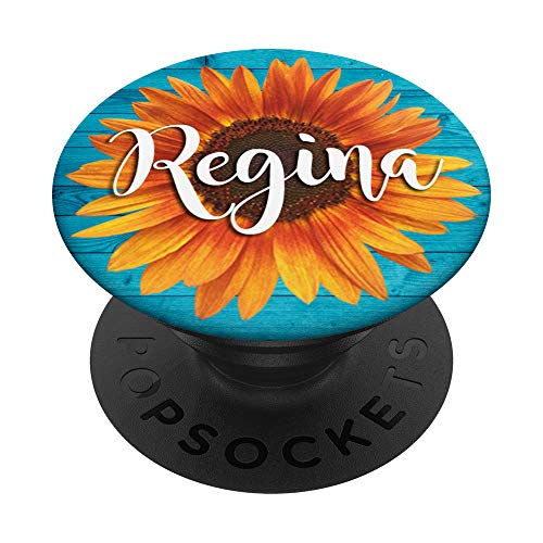 Regina Nombre Sunflower-Aqua Regalo Estético Para Mujeres Niñas PopSockets PopGrip Intercambiable