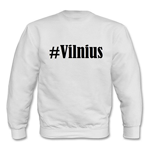 Reifen-Markt Sudadera Hashtag #Vilnius para mujer, hombre y niños en los colores negro, blanco y azul con impresión Blanco Herren X-Large