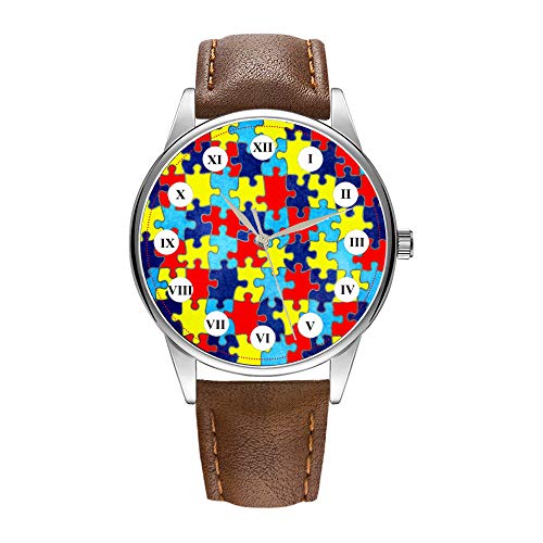 Reloj de hombre de cuarzo marrón Cortex para hombres famoso reloj de pulsera de cuarzo para regalo de negocios autism Awareness Watch