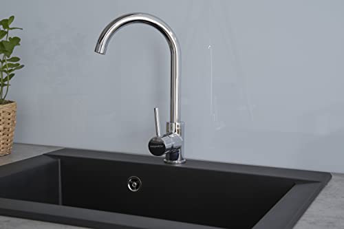 respekta Fregadero, 60% Material Compuesto de minerales y Fibra de Vidrio, 40% Resina sintética, Negro, 66 cm