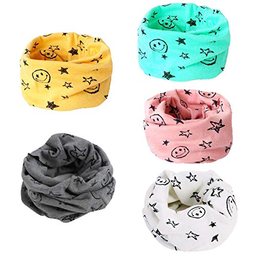 Richaa 5 Piezas Braga Cuello Niño Bufanda Niña Algodon Calentador Cuello Turbante Bandanas Infantil Pañuelos Colores Otoño Invierno Unisex para Bebe 0-3 años
