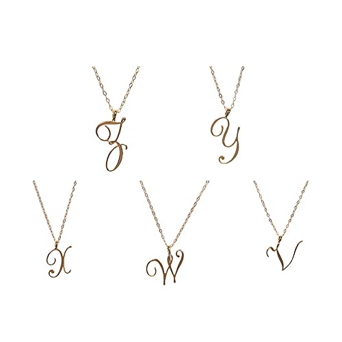 Richoyster 26 Letras en inglés Alfabeto Inicial Nombre cursivo Collar de Palabras Collar Exclusivo de Personalidad Dorada