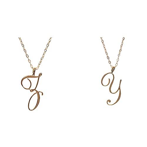 Richoyster 26 Letras en inglés Alfabeto Inicial Nombre cursivo Collar de Palabras Collar Exclusivo de Personalidad Dorada