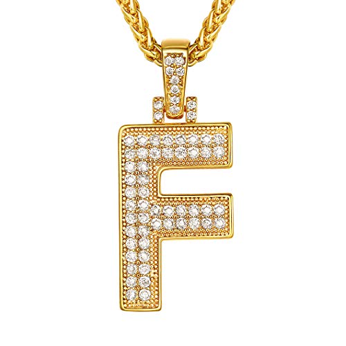 Richsteel Letra F Cadena Oro bañado Hombre Colgante de Nombre Inicial para Mujeres Hombres Regalo