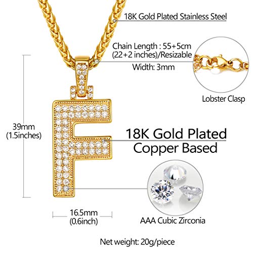 Richsteel Letra F Cadena Oro bañado Hombre Colgante de Nombre Inicial para Mujeres Hombres Regalo