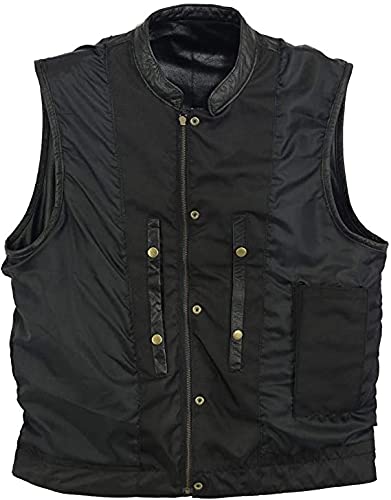 RUBSONS Chaleco DE Motocicleta SOA EN Cuero con Dos Pistolas Dentro DE Bolsillos Y Panel Trasero (XL)