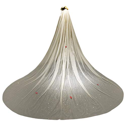 ruiruiNIE Velo de Novia 1 Pieza Mujeres Malla Ultra Larga Trailing Velo de Novia Catedral Romántica Shimmer Luxury Bridal Accesorios Champagne