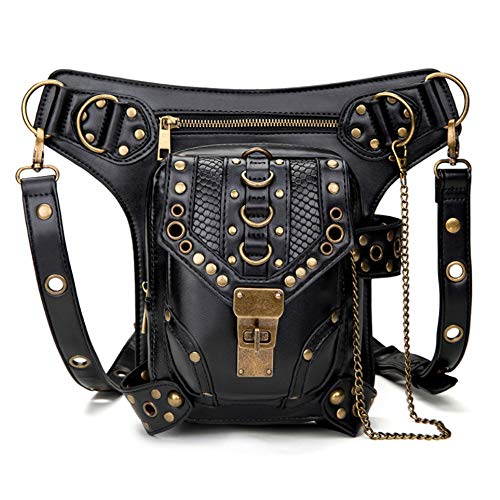 Rullar Halloween Punk Cintura Bolsa Militar Táctica Gota Pierna Bolsa Al Aire Libre Bicicleta Ciclismo Senderismo Fanny Pack Cadera/Muslo Bolsa Utilitaria Bolsa Bandolera Hombro Negro