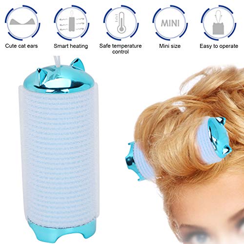 Rulos eléctricos para el cabello, flequillo voluminizador portátil, rizador de pelo, rizador de flecos, herramienta para rizar el cabello con calefacción, para mujeres y niñas(Blue)