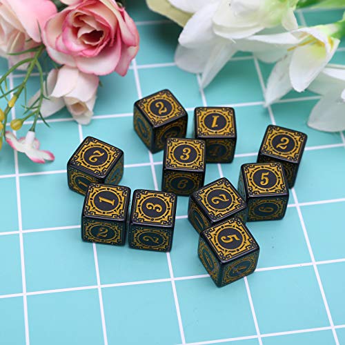 S-TROUBLE 10 Piezas D6 Dados poliédricos números de Bordes Cuadrados 6 Caras Dados Cuentas Tablero de Mesa Juego de rol para Bar Club Party