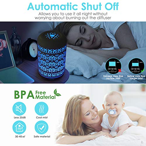 SALKING Difusor de Aceites Esenciales con Vapor Frío, Humidificador Electrico con LED de 7 Colores y 4 Temporizadores, Ambientador, Blanco