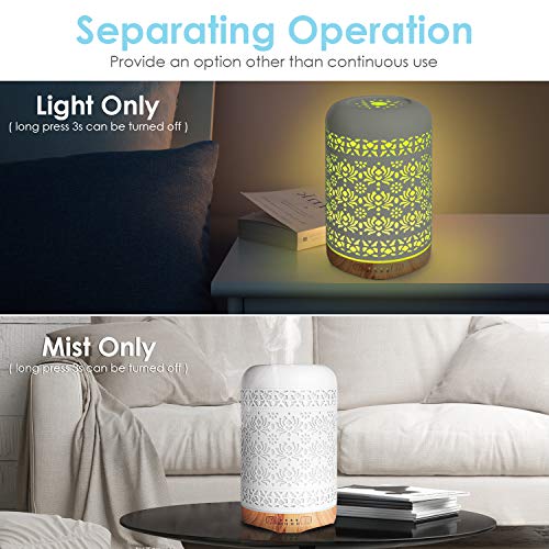 SALKING Difusor de Aceites Esenciales con Vapor Frío, Humidificador Electrico con LED de 7 Colores y 4 Temporizadores, Ambientador, Blanco