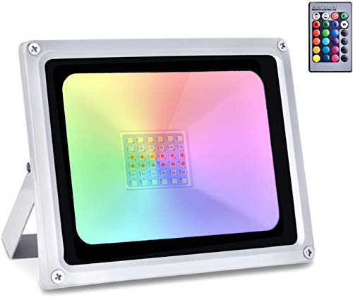Sararoom 30W RGB Focos Led exterior,IP65 Foco LED RGB,16 Colores Proyector LED,4 Modos,Con control remoto,para Jardín,bodas,Fiestas decoraciones(Ordinario)