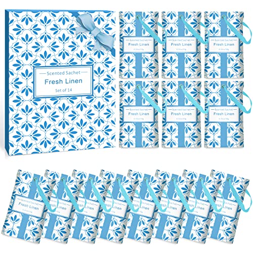 SCENTORINI Set de 14 Bolsita Perfumados de Lavanda sobre Aromántoco Deshumidificador y Ambientador para Cajones y Armarios, Ropa de Bebé, Zapatero, Maleta Regalos para Cumpleaños San Valentin