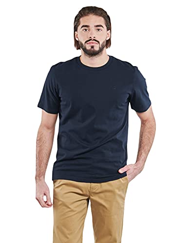 Scotch & Soda Nos Cotton tee with Wider Neck Rib Camiseta, Azul (Navy 57), Large para Hombre