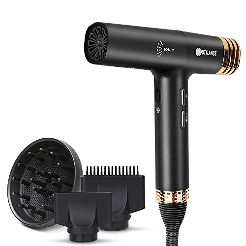 Secador de pelo, secador de pelo de iones negativos, secado rápido, 4 modos de secado para cabello, bajo ruido, apto para uso en salón y en familia.