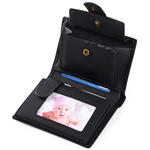SENDEFN Cartera Hombre de Cuero, Billetera con Bloqueador RFID, Cartera Vertical para Hombre con 18 Ranuras para Tarjetas, 3 Ranuras para Billetes, 1Bolsillo para Monedas con Botón