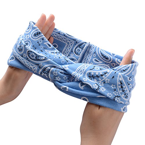 SERWOO 3pcs Diademas Mujer Turbante Elástico Banda Cabeza Nudo Pelo Bohemia Floral Twist para Yoga Fiesta Deporte (Bohemia B)
