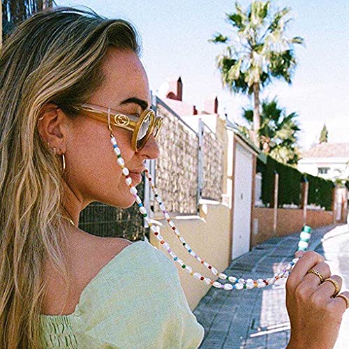 Sethexy Moda Cadena de gafas de sol 2 paquetes Perlas Cadena de mascarilla Mujeres Talón Cadena de gafas Accesorios por Gafas de sol y Máscaras faciales