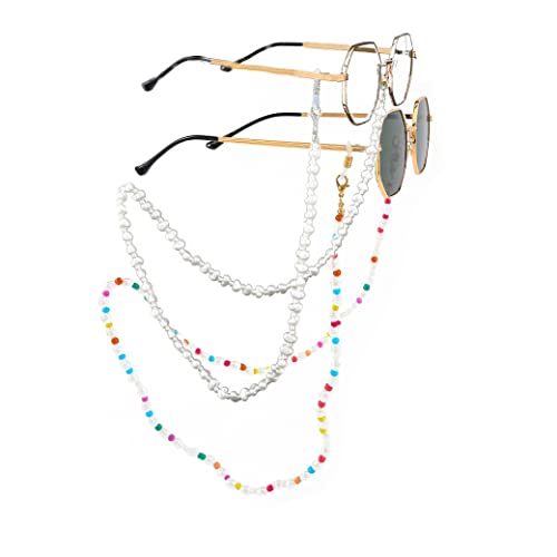 Sethexy Moda Cadena de gafas de sol 2 paquetes Perlas Cadena de mascarilla Mujeres Talón Cadena de gafas Accesorios por Gafas de sol y Máscaras faciales