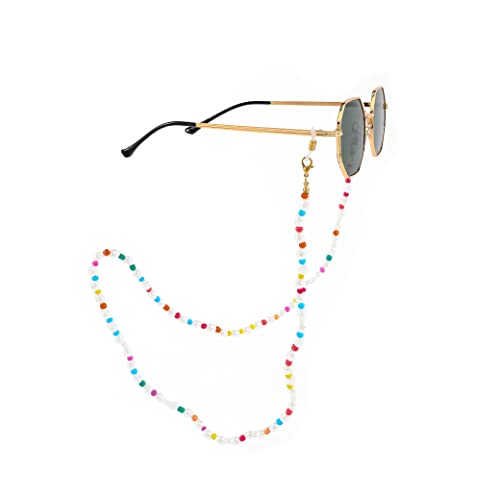 Sethexy Moda Cadena de gafas de sol 2 paquetes Perlas Cadena de mascarilla Mujeres Talón Cadena de gafas Accesorios por Gafas de sol y Máscaras faciales